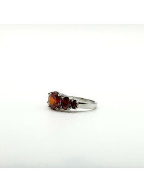 Chuck Clemency Orange Garnet Gemstone Ring 925 Sterling Silver Size 10.5